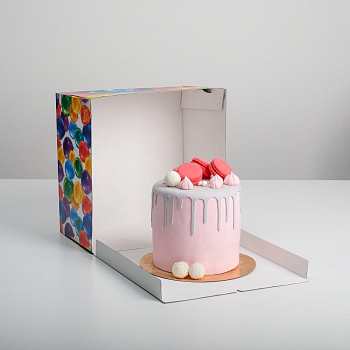 Коробка для торта «С днем рождения!» 30*30*19 см, 1 шт.