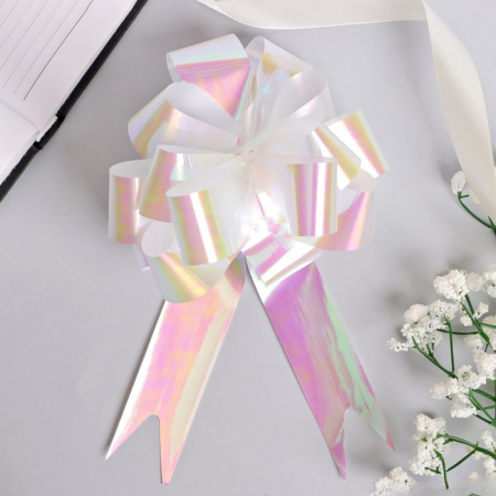 Бант-шар (3см), Белый, перламутр, 5 шт.