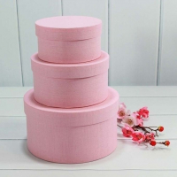 Коробка круглая (17*9см), Розовая, из дизайнерской бумаги, 1 шт.