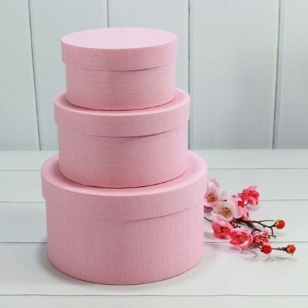 Коробка круглая (17*9см), Розовая, из дизайнерской бумаги, 1 шт.