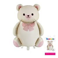 Шар (26"/66см) Фигура, Мишка с бантиком, 1 шт.