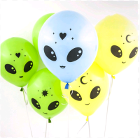 Шар (12''/30 см) Инопланетяне, Ассорти, пастель, 2 ст, 50 шт.