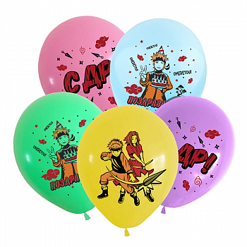 Шар (12"/30см) СДР Аниме ниндзя, Ассорти, пастель, 50 шт.