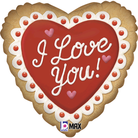 Шар (18''/45 см) Сердце, Печенье Валентинка, Я Люблю Тебя, 1 шт.