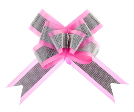Бант-бабочка (5см), Розовый, с полосой, 5 шт. 