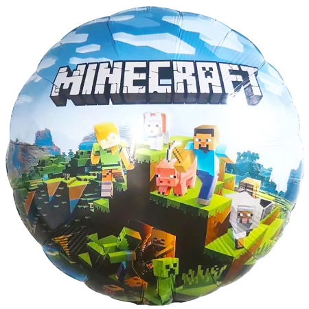 Шар (18"/45см) Круг, Пиксельные человечки дизайн №1, 1 шт.