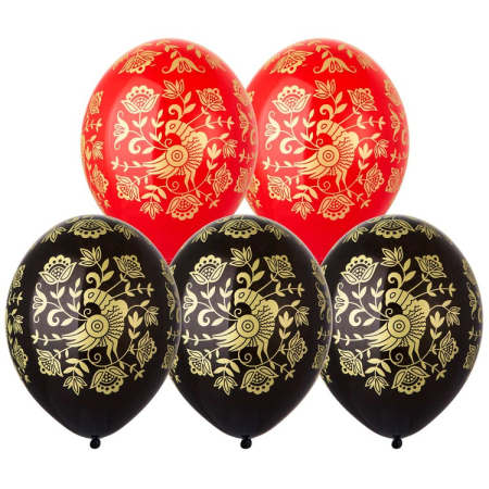 Шар (14"/36см) Русский стиль Птица, Шелкография, 25 шт.