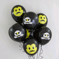 Шар (12''/30 см) Хэллоуин, Emoji, Черный (080), пастель, 2 ст, 50 шт.