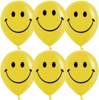 Шар (12''/30см) Смайл, Желтый, пастель, 2 ст, 25 шт.