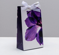 Пакет подарочный с лентой (13*23*7см) Цветок , 1 шт.