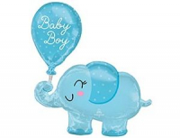 12 Шар (29"/73см) Фигура, Слоник (BABY BOY), голубой, 1 шт.