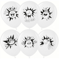 Шар (12''/30см) Буба и друзья, Белый (200), пастель, 4 ст, 25 шт.