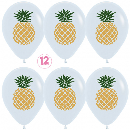 Шар (12''/30см) Ананас, Белый (005), пастель, 2 ст, 50шт.