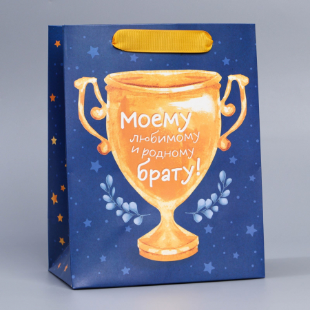 Пакет подарочный (18*23*10см), Брату, кубок, 1 шт.