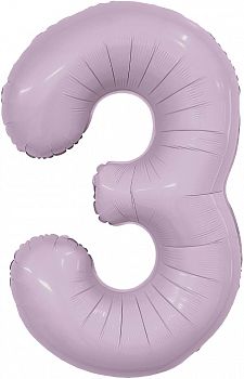 Шар (40''/102см) Цифра, 3 Slim, Орхидея, 1 шт. в упак.