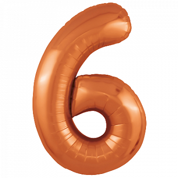 Шар (40''/102см) Цифра, 6 Slim, Папайя, 1 шт. в упак.