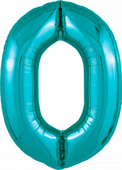 Шар (40''/102см) Цифра, 0 Slim, Океан, 1 шт. в упак.