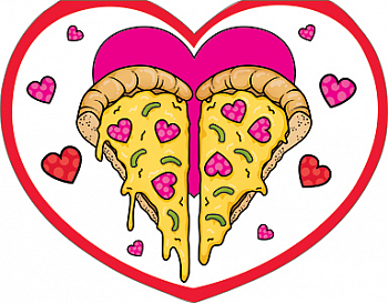 Открытка-отношение (10,4*8см), 2 кусочка пиццы, без надписи, 1 шт.