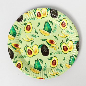 Тарелка бумажная (18см), "Авокадо", 10 шт.