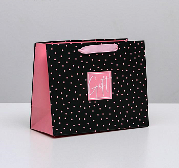 Пакет подарочный (23*10*18см), Gift, Розовый горошек, 1 шт.