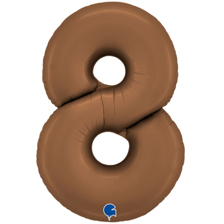 Шар (40''/102см) Цифра, "8", Шоколадный, Сатин, в упаковке, 1 шт.