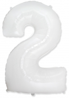 Шар (40''/102см) Цифра, "2", Белый, в упаковке, 1 шт.