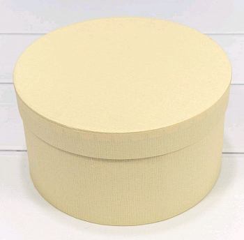 Коробка круглая (17*9см), Бежевая, из дизайнерской бумаги, 1 шт.
