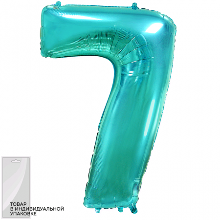 Шар (32''/81 см) Цифра, 7, Тиффани, 1 шт. в упак.
