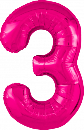 Шар (40''/102см) Цифра, 3 Slim, Фуше, 1 шт. в упак.