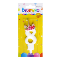 Свеча тортовая цифра "8", Единорог, 1 шт.