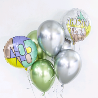 Шар (18''/46см) Круг, Я люблю тебя (граффити), Серебро, 1 шт.