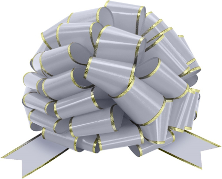 Бант Шар (36см) Серебро, Металлик, 1 шт.