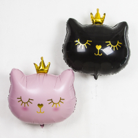 Шар (30''/76см) Фигура, Котенок Принцесса, Черный, 1 шт.