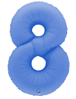 Шар (40''/102см) Цифра, "8", Голубой Лотос, Матовый, 1 шт. в уп.