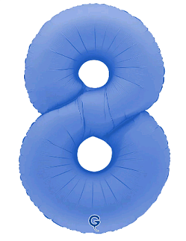 Шар (40''/102см) Цифра, "8", Голубой Лотос, Матовый, 1 шт. в уп.