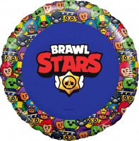 Шар (18''/46см) Круг, Brawl Stars, Звездные бойцы, дизайн №3, Синий, 1 шт. в упак.