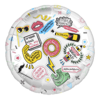 Шар (18"/45см) Круг, Выпускной, стикеры, 1 шт.