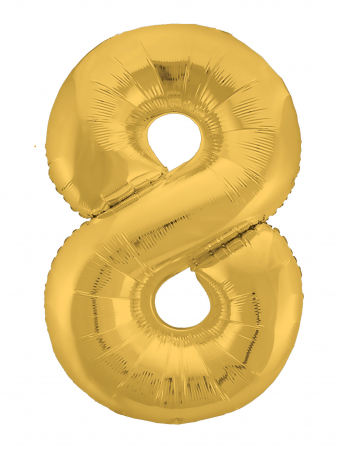 Шар (40"/102см) Цифра "8" Золото Slim в упаковке, 1 шт.