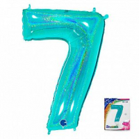 Шар (40"/102см) Цифра, "7", Тиффани голография, в упаковке, 1 шт.
