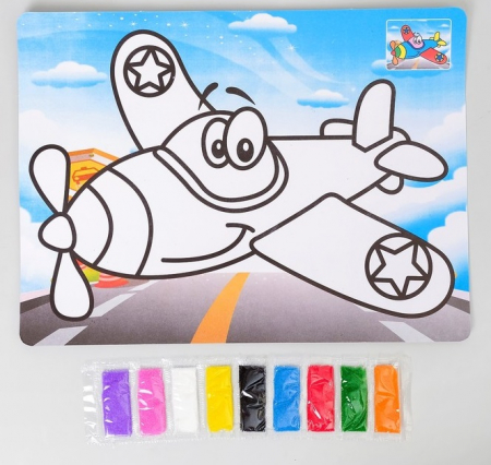 Фреска "Самолет", 9 цветов песка по 2 г, 1 шт.