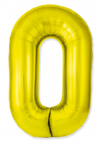 Шар (40"/102см) Цифра "0" Золото Slim в упаковке, 1 шт.