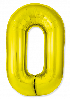 Шар (40"/102см) Цифра "0" Золото Slim в упаковке, 1 шт.