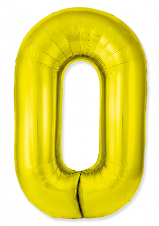 Шар (40"/102см) Цифра "0" Золото Slim в упаковке, 1 шт.
