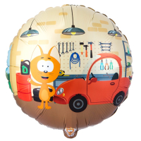 Шар (18"/45см) Круг, Котэ в гараже, 1 шт.