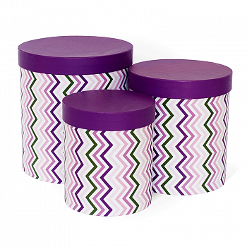 Коробка-цилиндр (18,5*18,5*20см), Фиолетовый зигзаг, 1 шт.