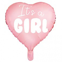Шар (18"/46см) Сердце, IT'S A GIRL, светло-розовый, 1 шт.