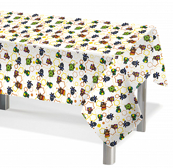 Скатерть полиэтиленовая (120*180см), Brawl Stars, Белый, 1 шт.