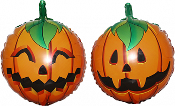 Шар (18''/46см) Круг, Тыква на Хэллоуин, Оранжевый, 1 шт.