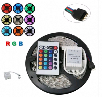 Светодиодная лента (5м), С пультом, 1 шт.