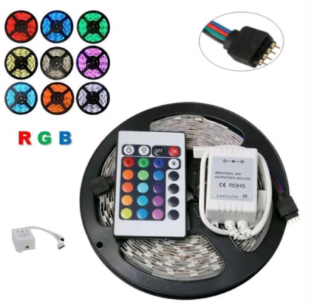 Светодиодная лента (5м), С пультом, 1 шт.